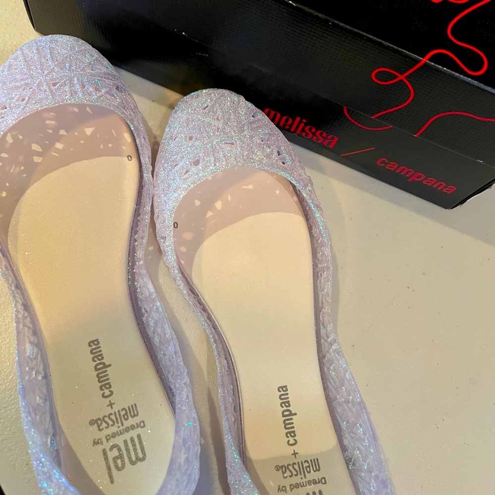 Mel by Melissa Campana Zig Zag Flats - Glass Glitter - Size 13 - Brand New